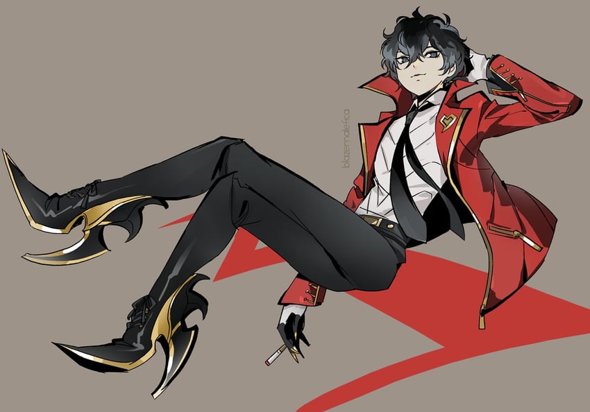 amamiya ren and raoul (persona and 2 more) drawn by blazemalefica