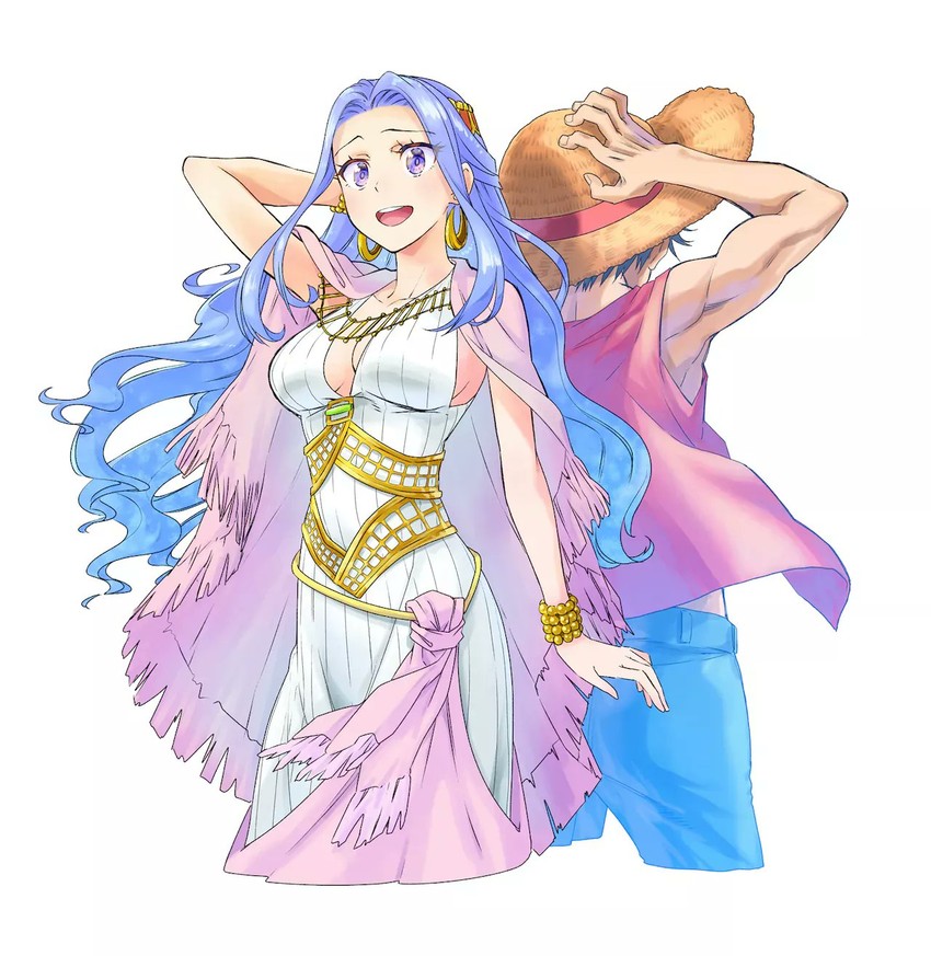 monkey d. luffy and nefertari vivi (one piece) drawn by komi_naoshi