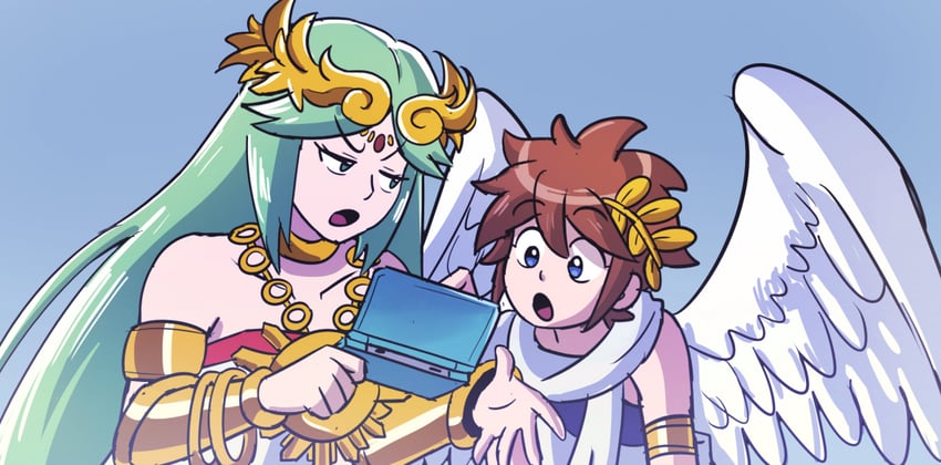 palutena and pit (kid icarus and 1 more) drawn by eggtempest