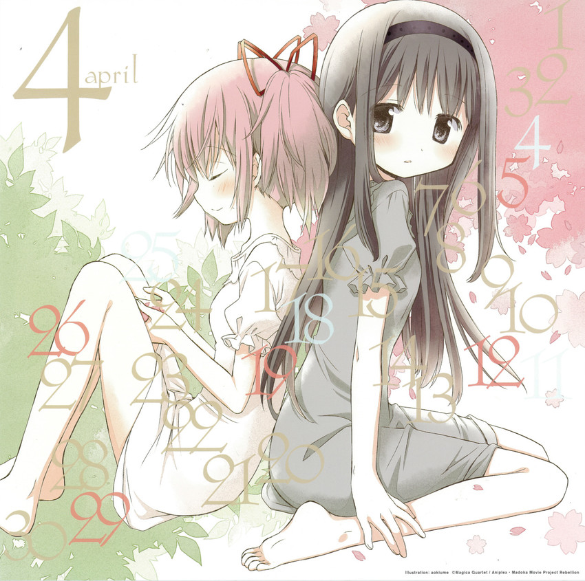 akemi homura and kaname madoka (mahou shoujo madoka magica) drawn by aoki_ume