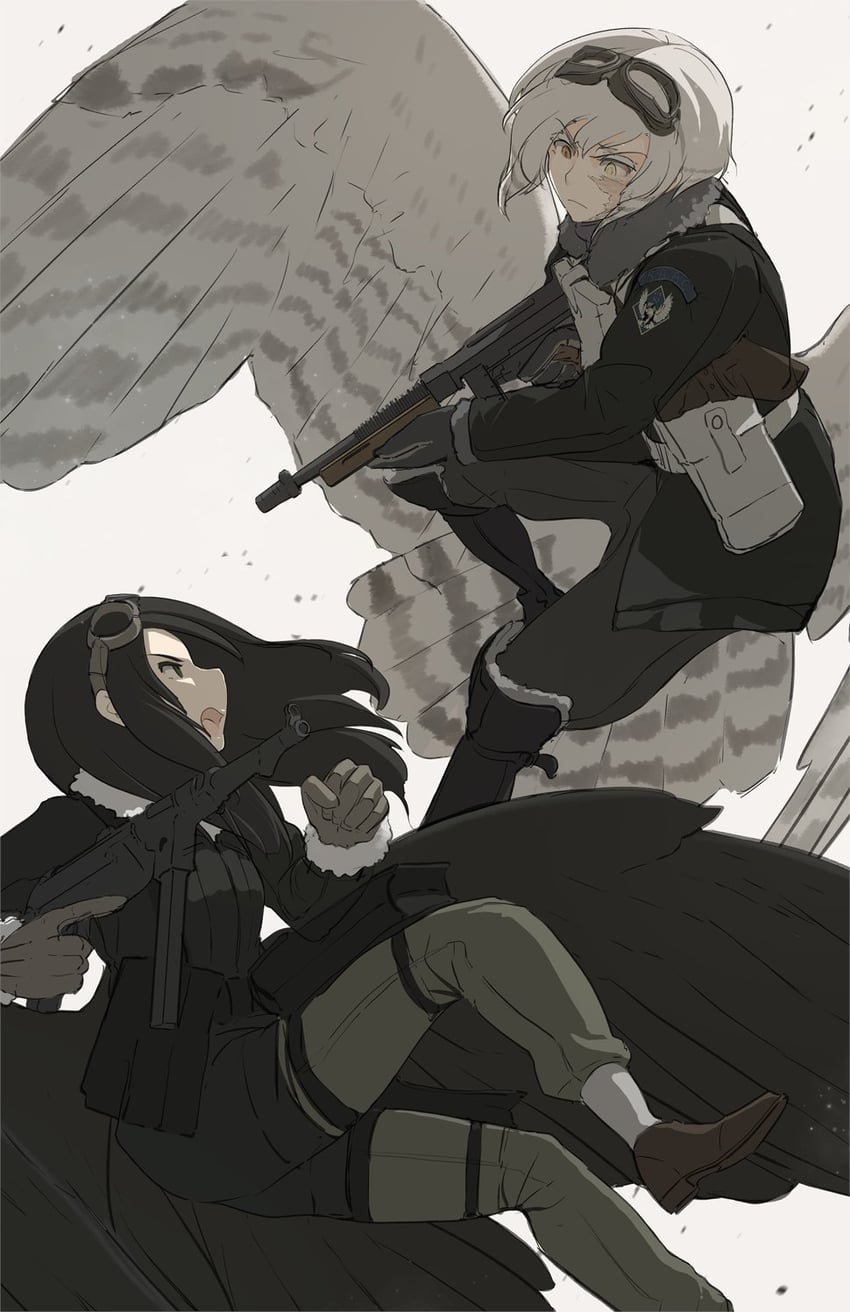 frances royce and laura jumo (winged fusiliers) drawn by asterisk_kome