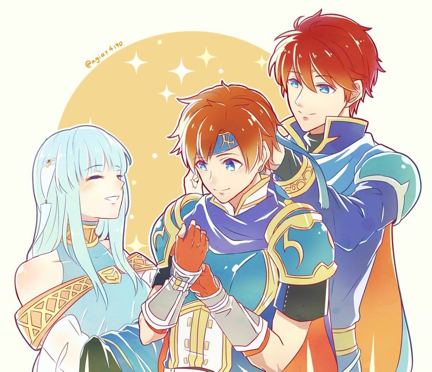 ninian, eliwood, and roy (fire emblem and 3 more) drawn by taiga_kazame