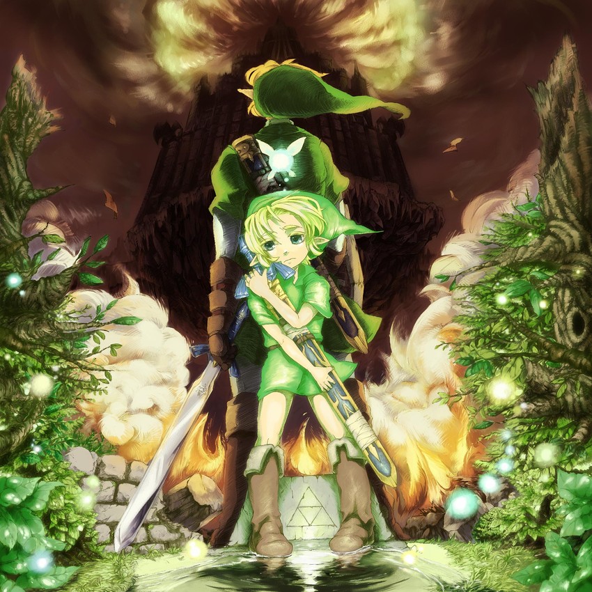 link, young link, and navi (the legend of zelda and 1 more) drawn by koshinaka