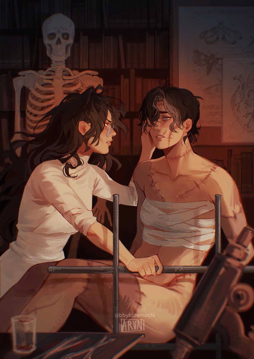 frankenstein's monster and victor frankenstein (frankenstein) drawn by bbybluemochi