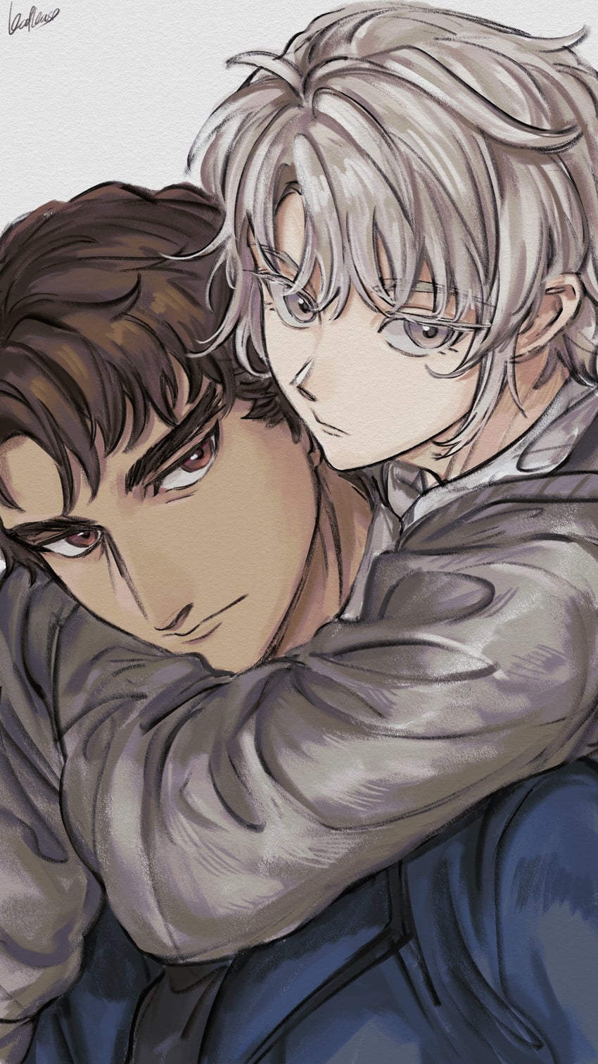 okino tsukasa and hijiyama takatoshi (juusan kihei bouei ken) drawn by sdkafka
