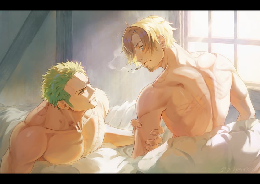 roronoa zoro and sanji (one piece) drawn by poipoisky72
