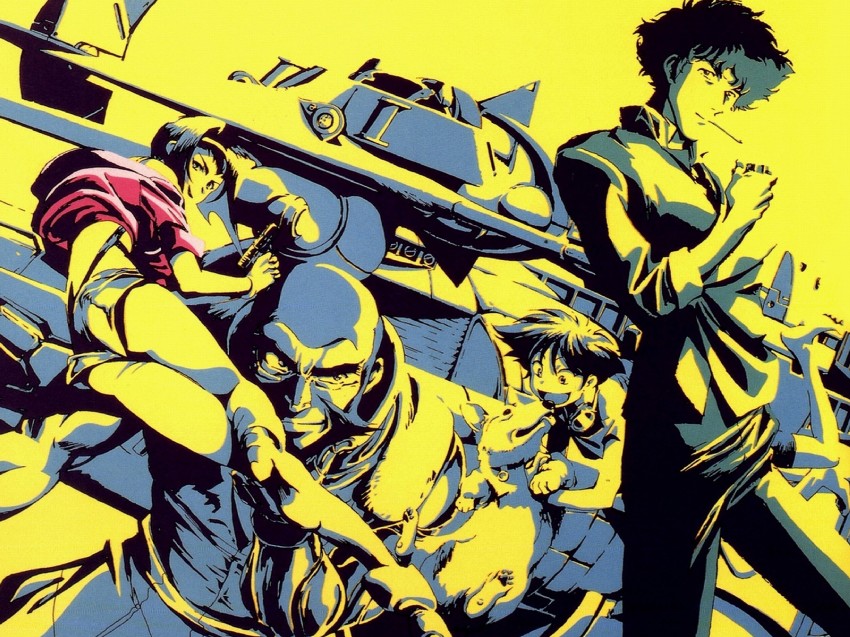 faye valentine, spike spiegel, edward wong hau pepelu tivrusky iv, ein, and jet black (cowboy bebop)