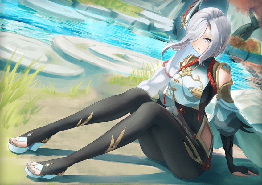 shenhe (genshin impact) drawn by ginlear