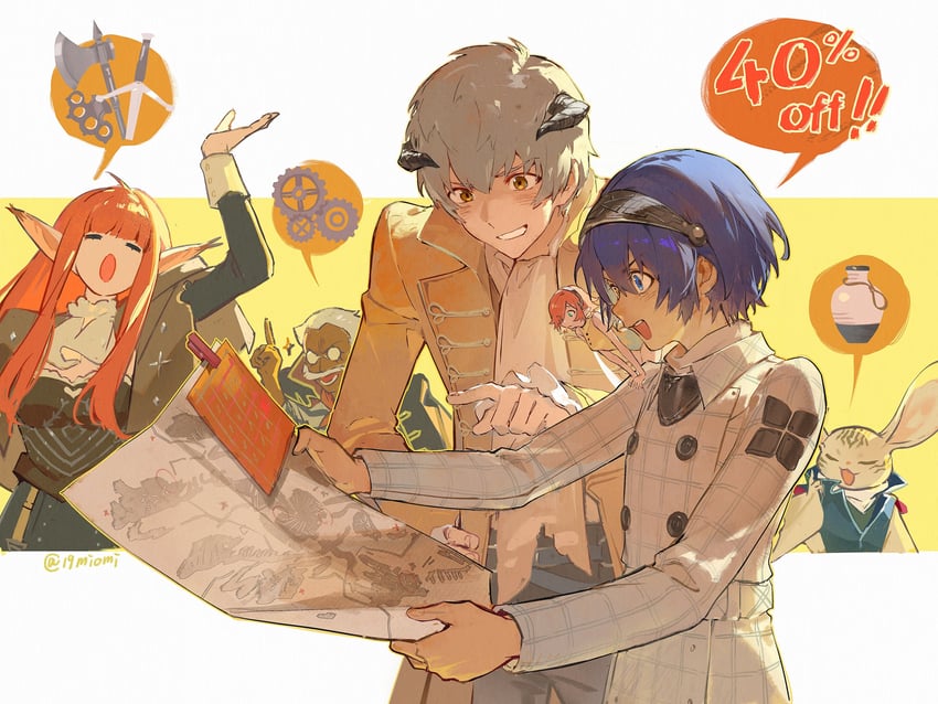 gallica, strohl, heismay, and neuras (metaphor: refantazio) drawn by 19_0v0