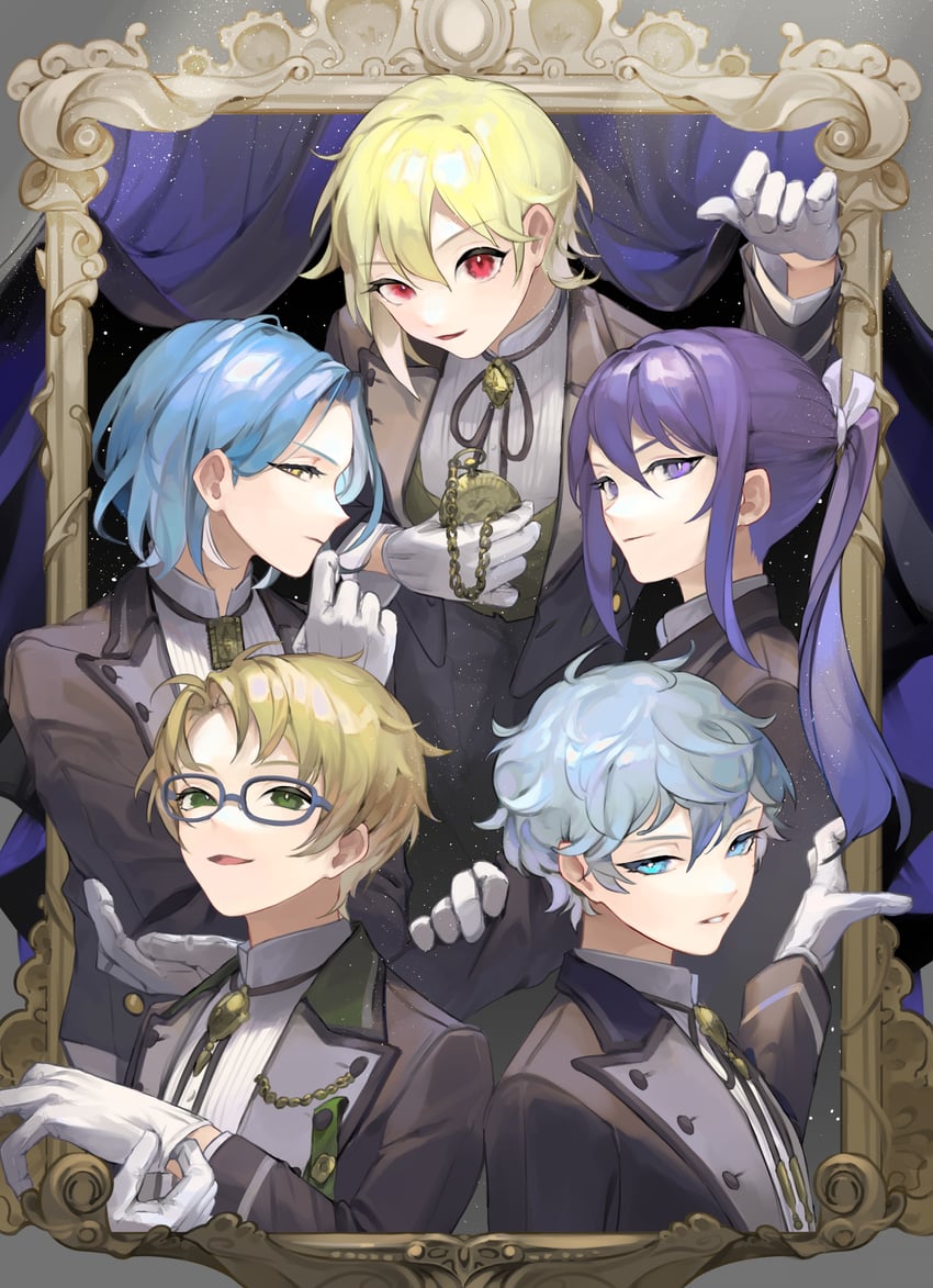 kanzaki souma, nito nazuna, sena izumi, yuuki makoto, and himeru (ensemble stars!) drawn by mallllma