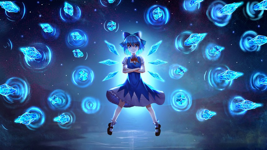 cirno (touhou and 2 more) drawn by sumomo_(sunrainday)