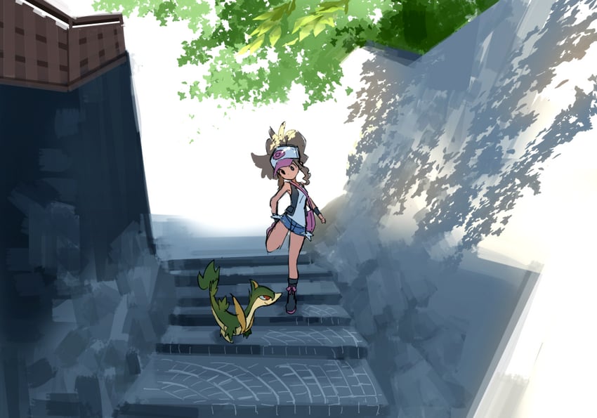 hilda and servine (pokemon and 1 more) drawn by nyagiratwist
