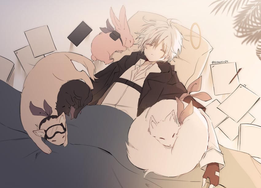 ansel, cardigan, melantha, adnachiel, and steward (arknights) drawn by pushu
