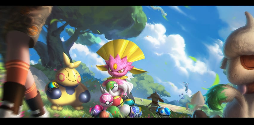 link, weavile, smeargle, and makuhita (pokemon and 2 more) drawn by wer_(no0701)