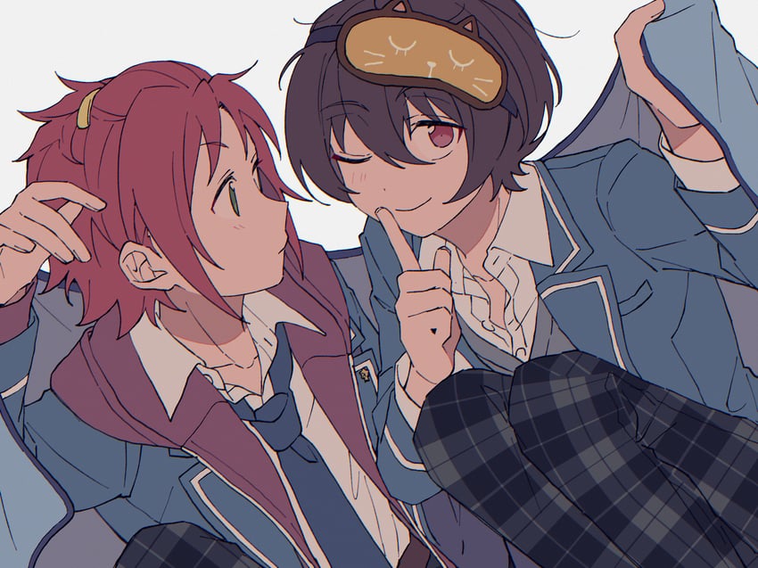 sakuma ritsu and isara mao (ensemble stars!) drawn by niyororinpayamaru
