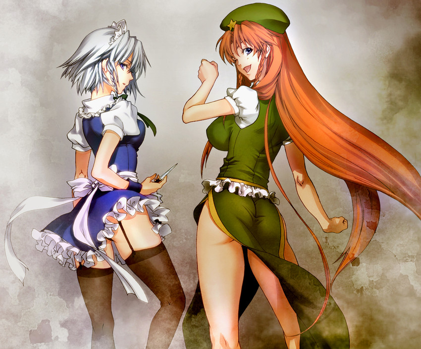 izayoi sakuya and hong meiling (touhou) drawn by tachibana_chata
