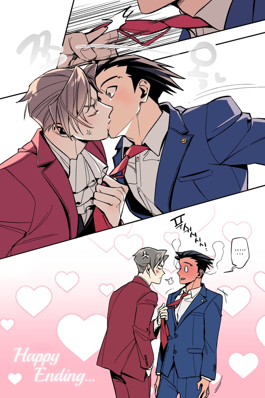 phoenix wright and miles edgeworth (ace attorney) drawn by pusna1031