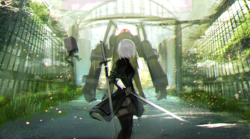 2b and pod (nier and 1 more) drawn by tarbo_(exxxpiation)