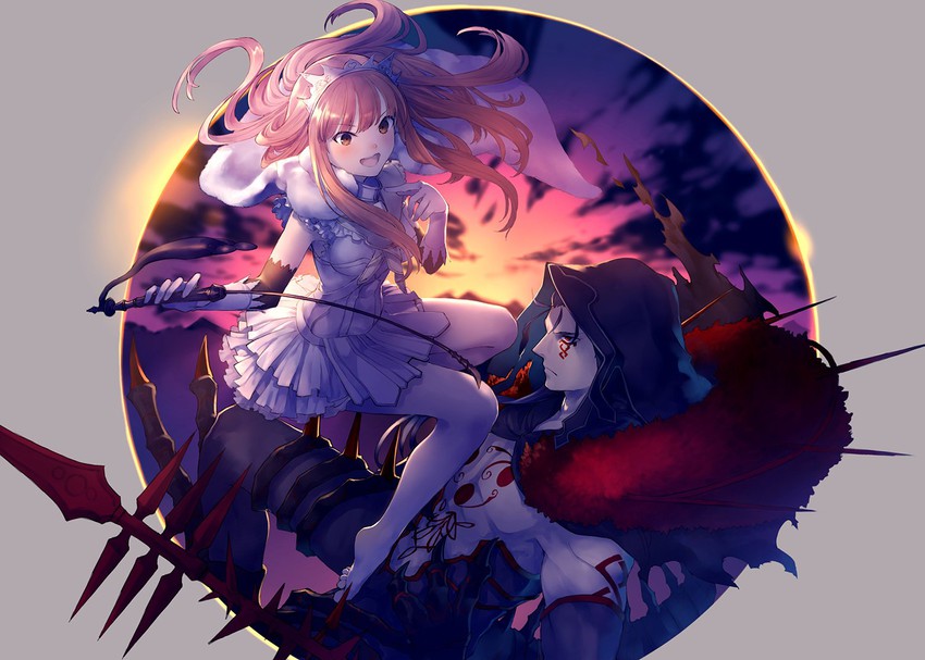 cu chulainn, medb, and cu chulainn alter (fate and 1 more) drawn by en@rain