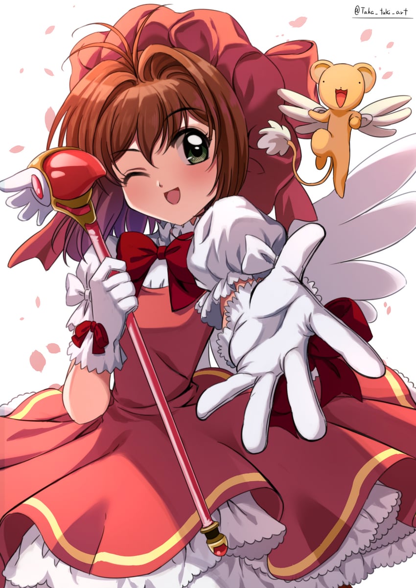 kinomoto sakura and kero (cardcaptor sakura) drawn by takatsuki_p