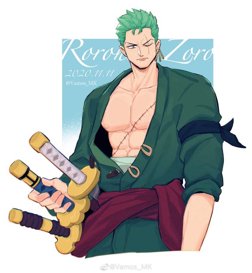 roronoa zoro (one piece) drawn by vamos_mk