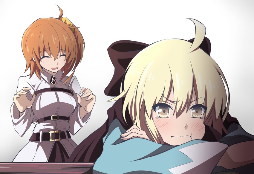 fujimaru ritsuka and okita souji (fate and 2 more) drawn by fujitaka_nasu