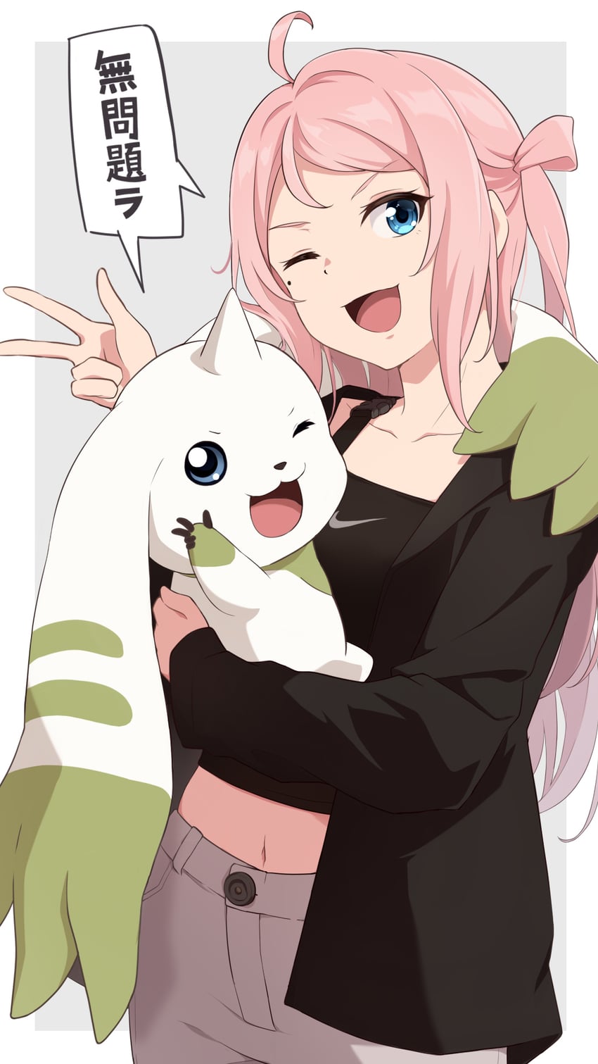 zhong lanzhu and terriermon (love live! and 2 more) drawn by laofuzi_dai_bansho