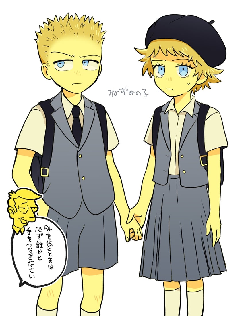 bart simpson, lisa simpson, and seymour skinner (the simpsons) drawn by chawako_(spchawanmushi)