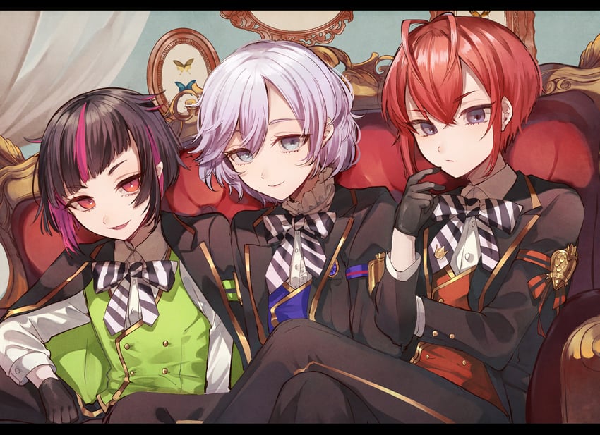 lilia vanrouge, riddle rosehearts, and epel felmier (twisted wonderland) drawn by kenpin