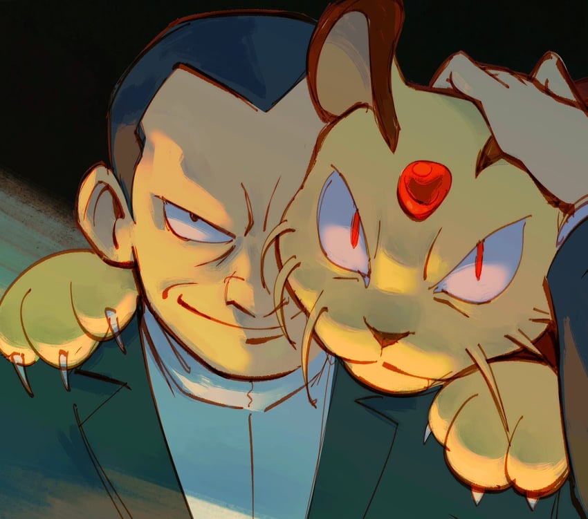 giovanni and persian (pokemon and 1 more) drawn by lynn_(daisiloou)