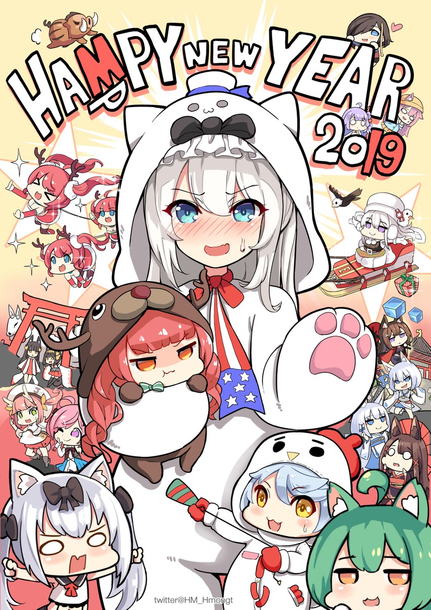 unicorn, kaga, enterprise, akagi, honolulu, and 13 more (azur lane) drawn by hm_(hmongt)