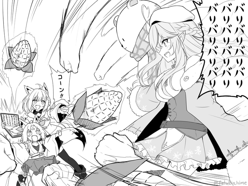 shirakami fubuki, yukihana lamy, sukonbu, and daifuku (hololive and 1 more) drawn by felutiahime