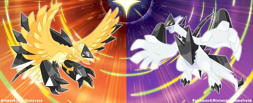 lugia, ho-oh, and necrozma (pokemon and 1 more) drawn by tomycase