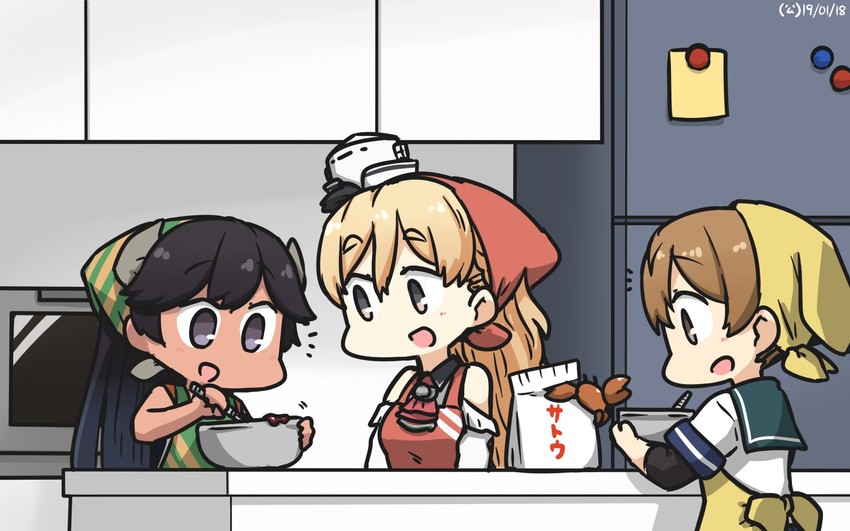 oboro, zara, and i-400 (kantai collection) drawn by hamu_koutarou