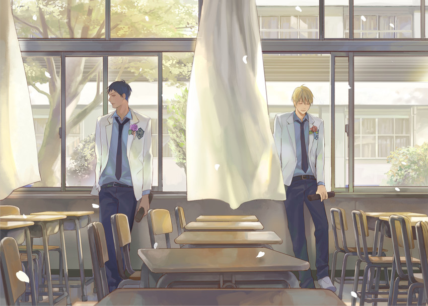 aomine daiki and kise ryouta (kuroko no basuke) drawn by megane_(artist)