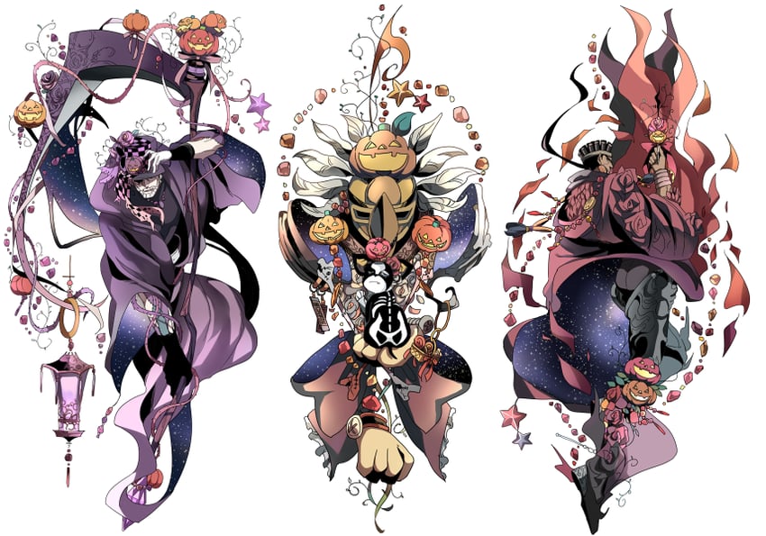 joseph joestar, mohammed avdol, iggy, death, hermit purple, and 3 more (jojo no kimyou na bouken and 1 more) drawn by nanase_(7sepdr)