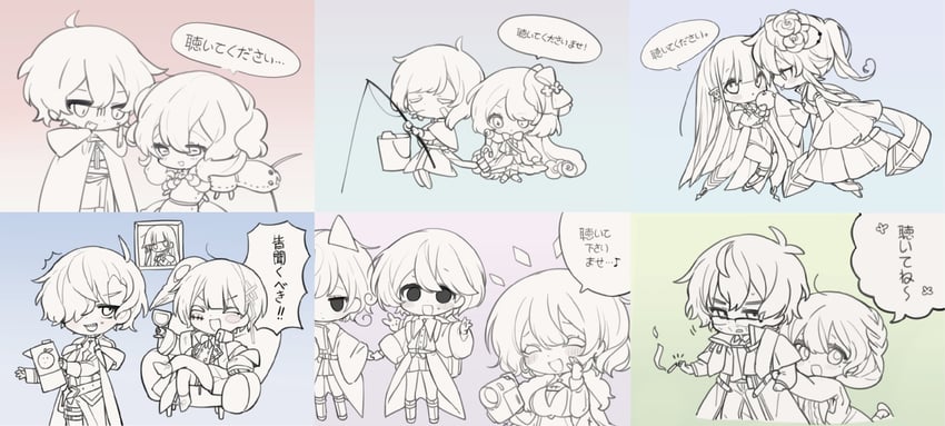 maya elbeth, haku eckaran, securett rafe, belial, clione myosotis, and 7 more (happy saint sheol) drawn by huyucai