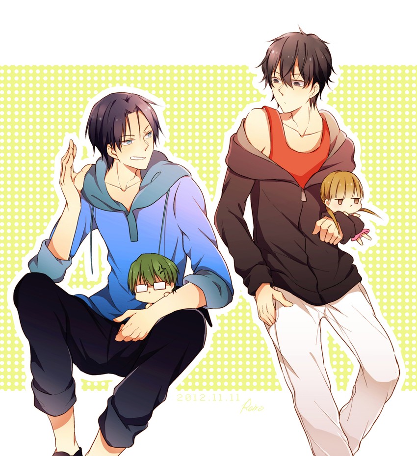 midorima shintarou, takao kazunari, mizutani shizuku, yoshida haru, and suzuki tatsuhisa (kuroko no basuke and 1 more) drawn by reira_(zetalatte)