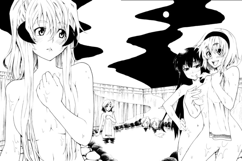 furude rika, ryuuguu rena, houjou satoko, sonozaki mion, hanyuu, and 1 more (higurashi no naku koro ni) drawn by kanzume