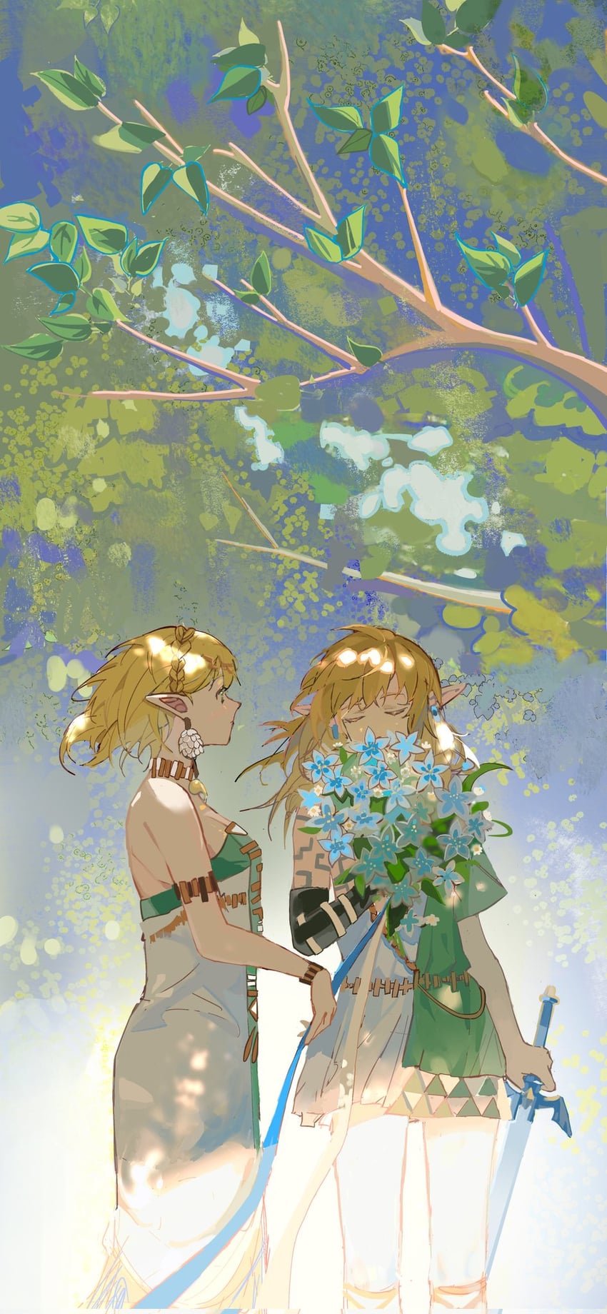 link and princess zelda (the legend of zelda and 1 more) drawn by fulu_bu_xunqiao