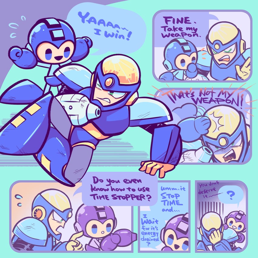 mega man and flash man (mega man and 1 more) drawn by laser-lance