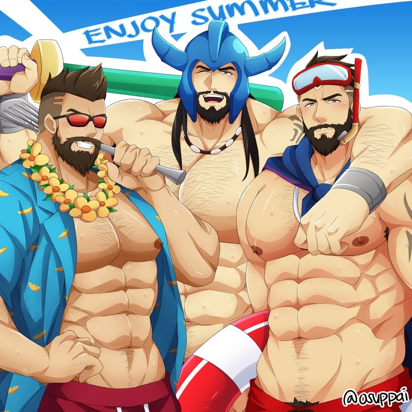 pantheon, tryndamere, and gangplank (league of legends) drawn by kaiki_(osuppai)