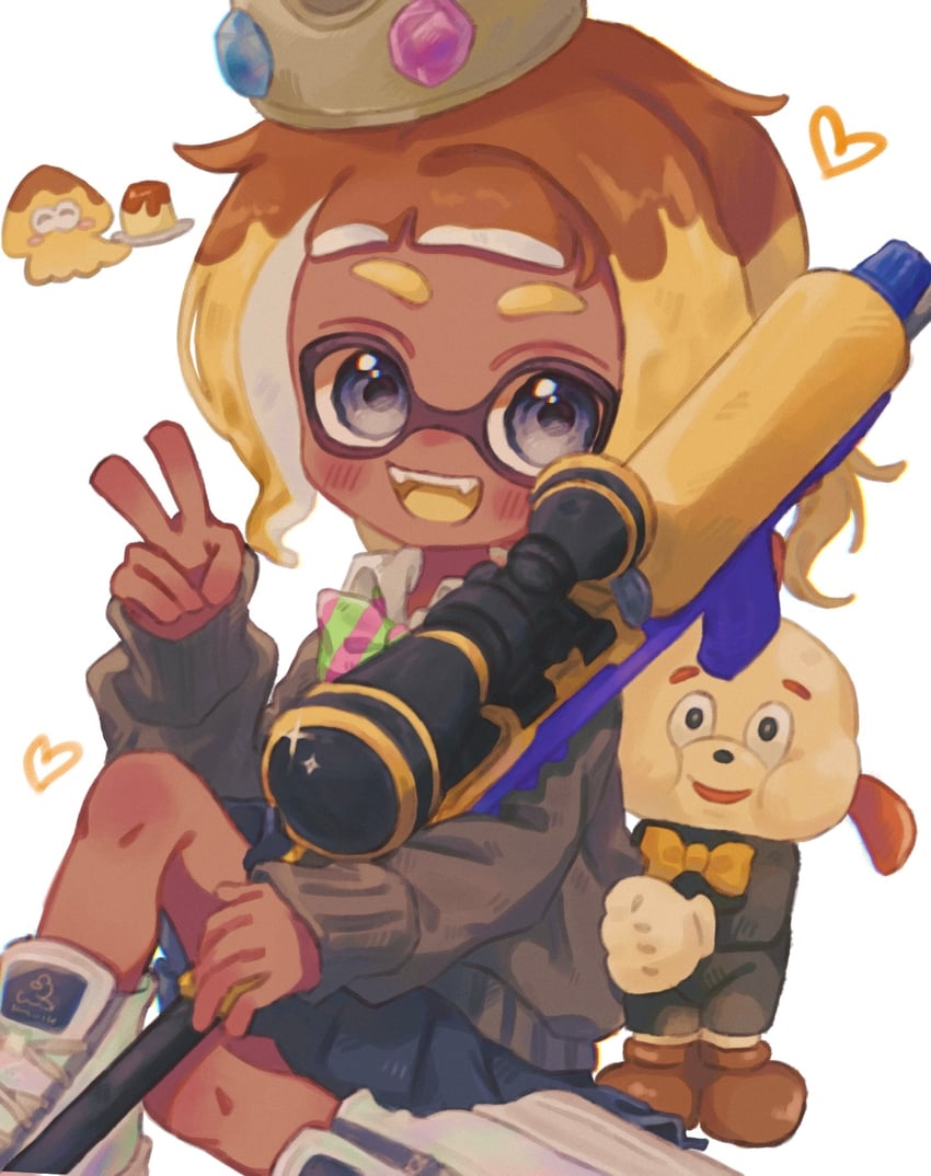 inkling player character and inkling girl (splatoon) drawn by ochocho2828