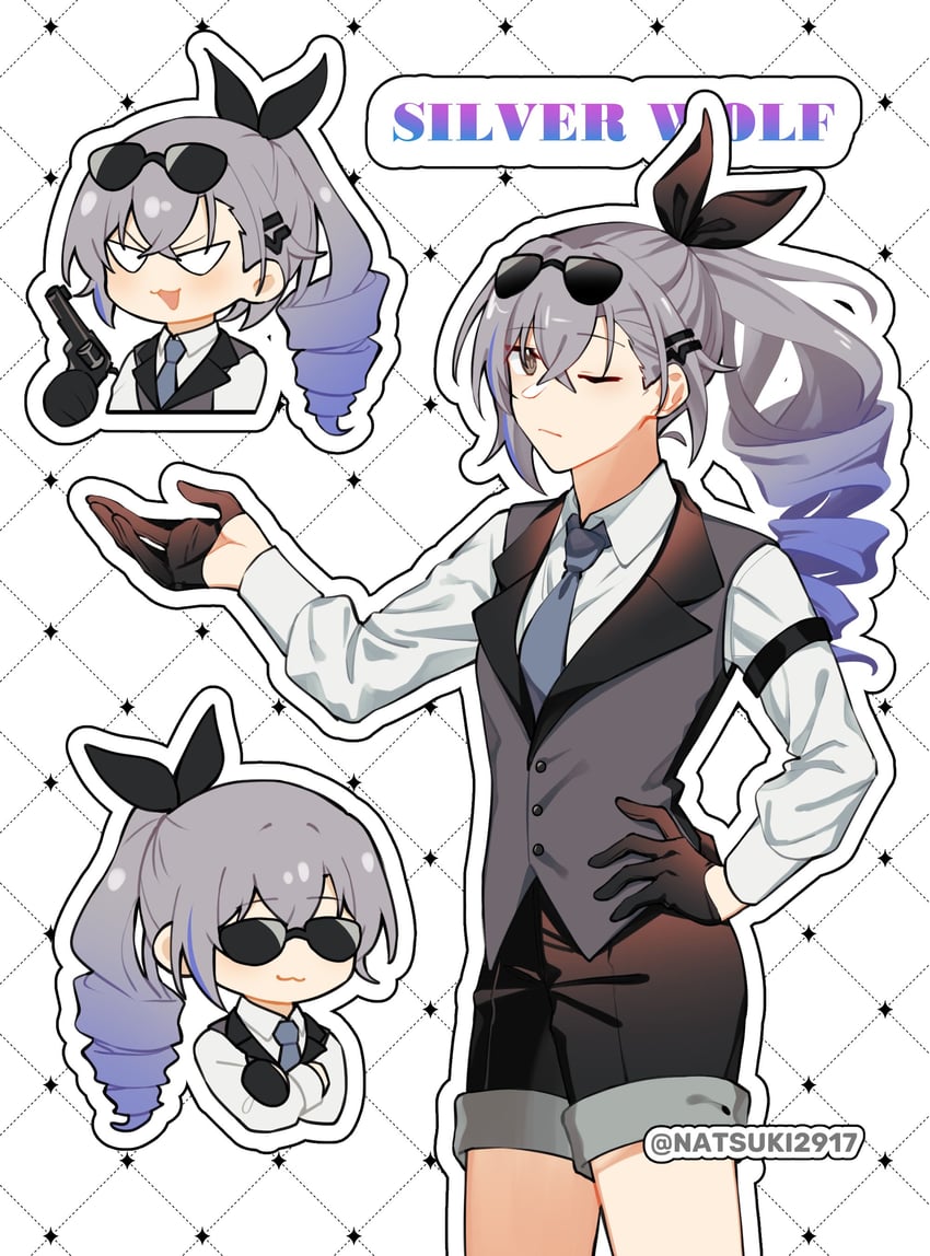 silver wolf (honkai and 1 more) drawn by natsuki_(2917)