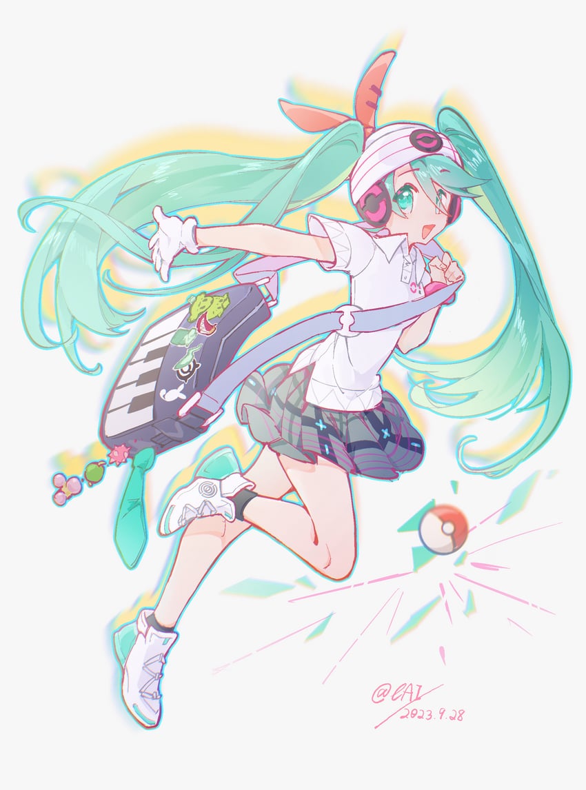 hatsune miku and psychic miku (pokemon and 2 more) drawn by zhishijuanxincai