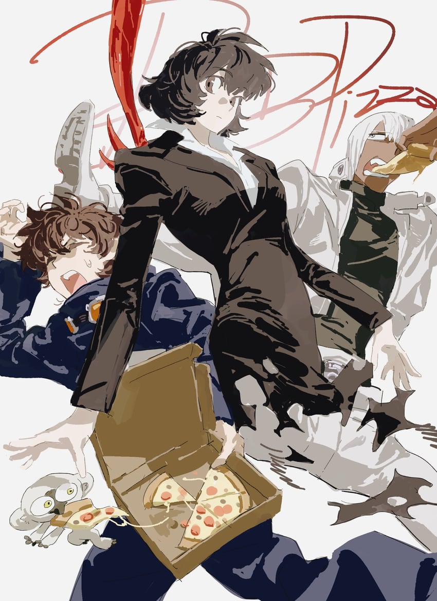 leonardo watch, zap renfro, chain sumeragi, and sonic speed monkey (kekkai sensen) drawn by ash_(ash_proc)