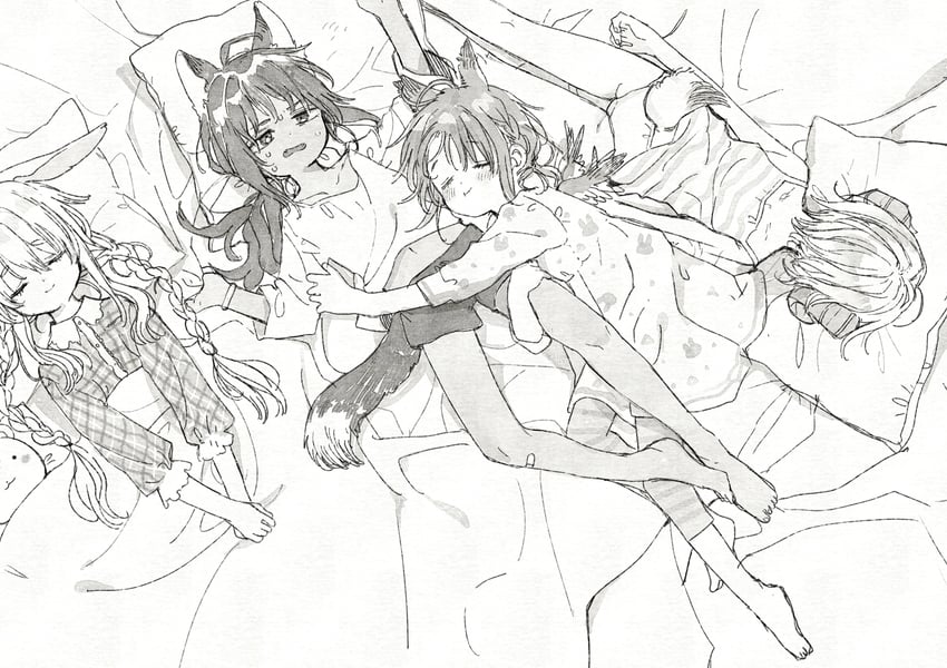 yoru, rem, kuro, and elizabeth (majo to tsukaima) drawn by itou_hachi