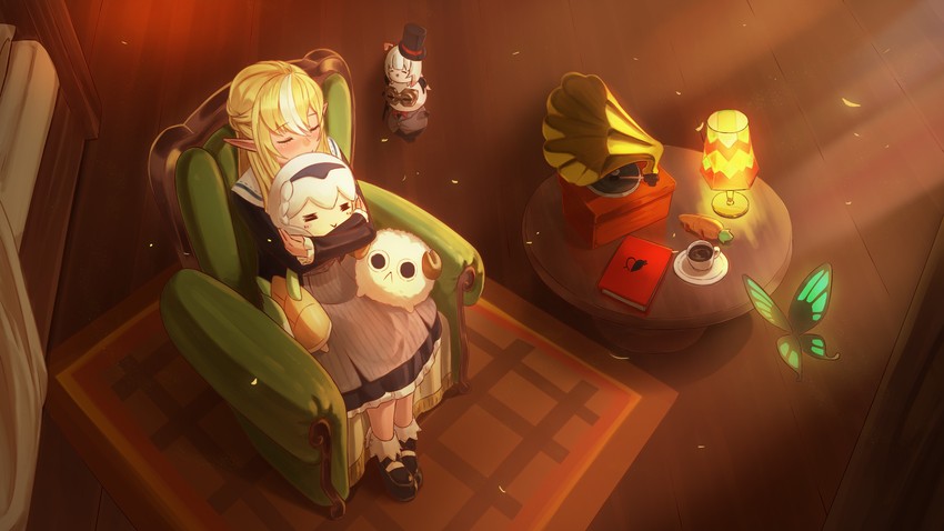 shiranui flare, oruyanke, and kintsuba (hololive) drawn by haow
