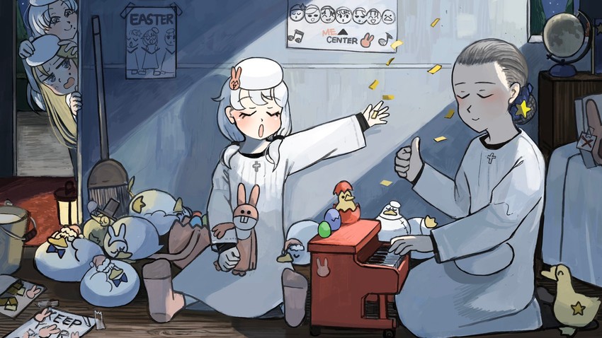 strict nun, star nun, smug nun, and bunny nun (little nuns) drawn by diva_(hyxpk)