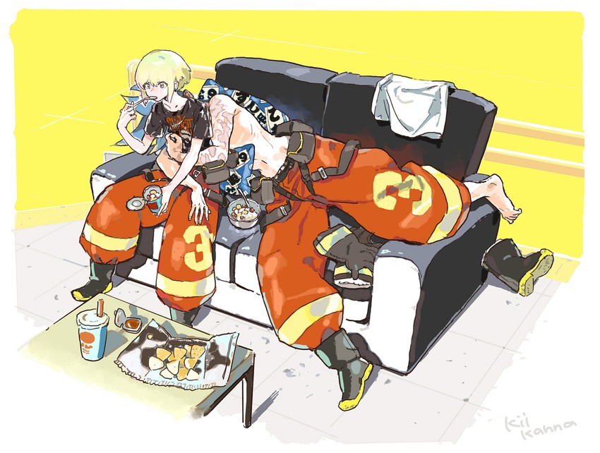 lio fotia and galo thymos (promare and 1 more) drawn by kiikanna
